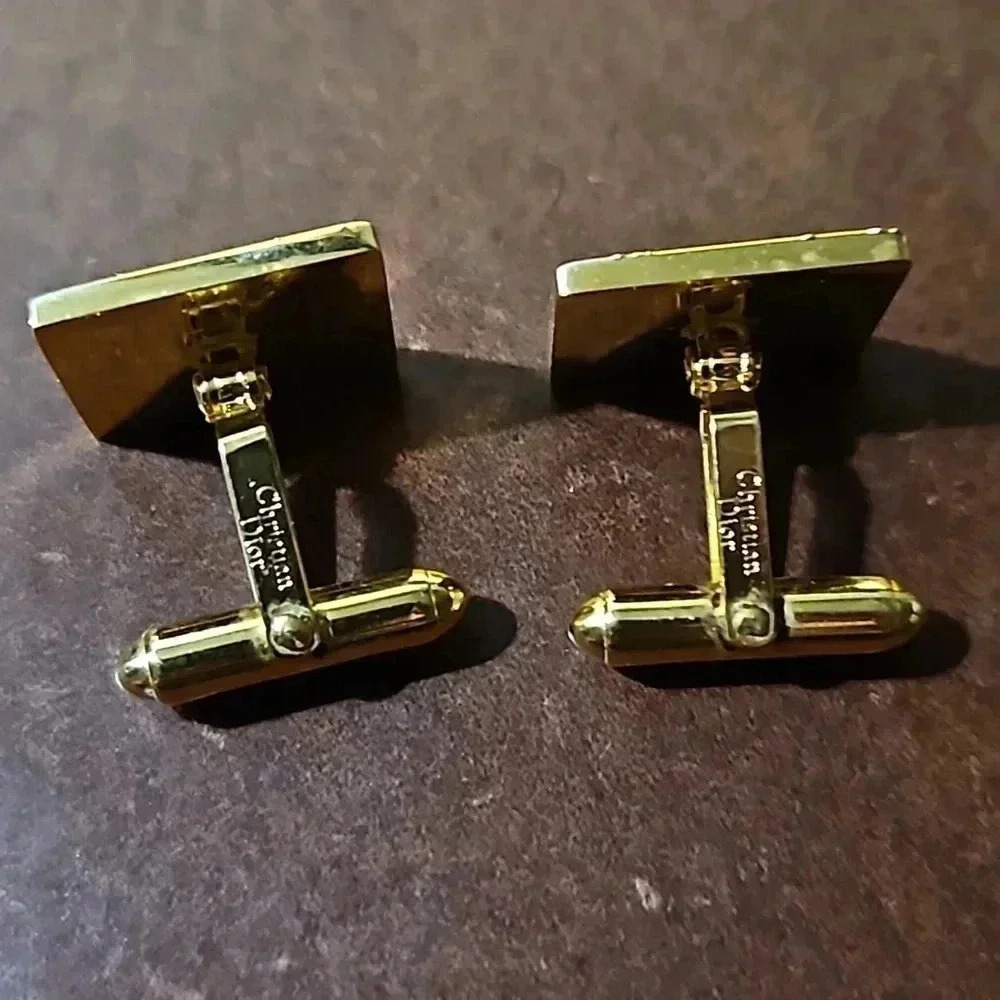 Christian Dior Bullet Back Gold and Silver Tone Cufflinks and Tie bar - Picture 2 of 4